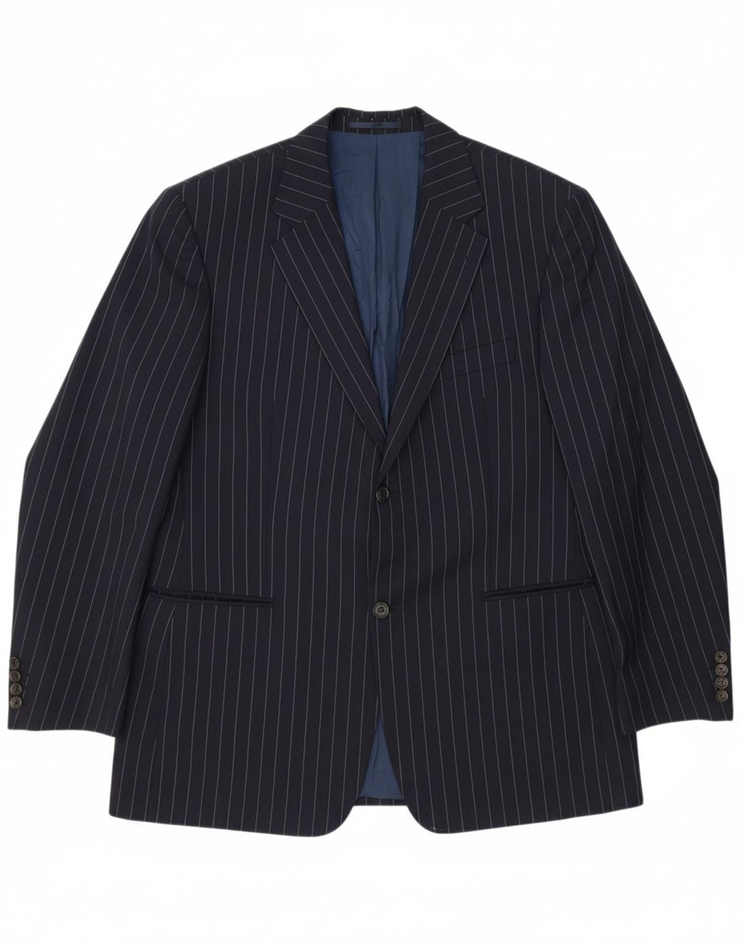 HUGO BOSS Mens 2 Button Blazer Jacket EU 54 2XL Navy Blue Pinstripe