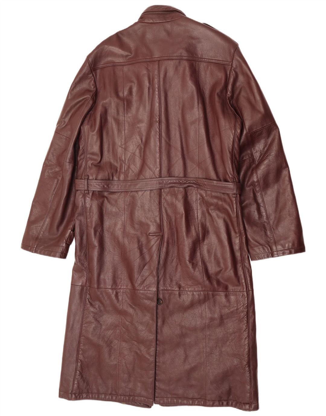 C & A Herre Military Leather Coat UK 40 Large Maroon Leather