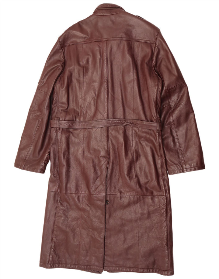 C & A Herre Military Leather Coat UK 40 Large Maroon Leather