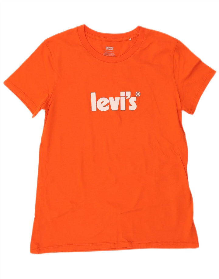 LEVI'S Grafisk T-shirt top til kvinder UK 6 XS Orange Bomuld