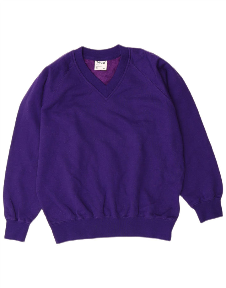 VINTAGE Herre sweatshirt Jumper UK 36 XS Purple Acrylic College