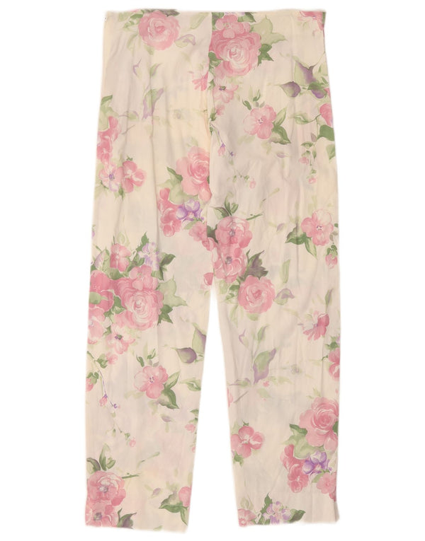 Vintage kvinders cropped bukser IT 44 Medium W28 L25 Hvid blomster bomuld