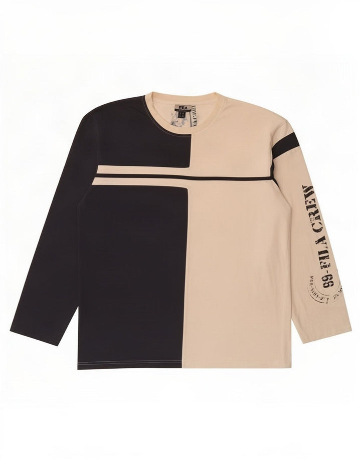Fila Herre Grafisk Top Langærmet XL Hvid Colourblock