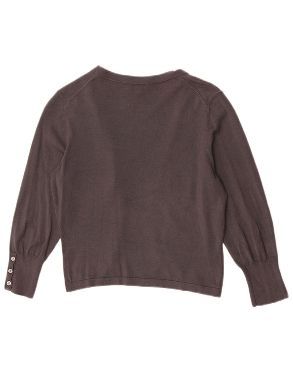 Hobbs Womens Crop Open Cardigan Sweater UK 12 Medium Grey Modal