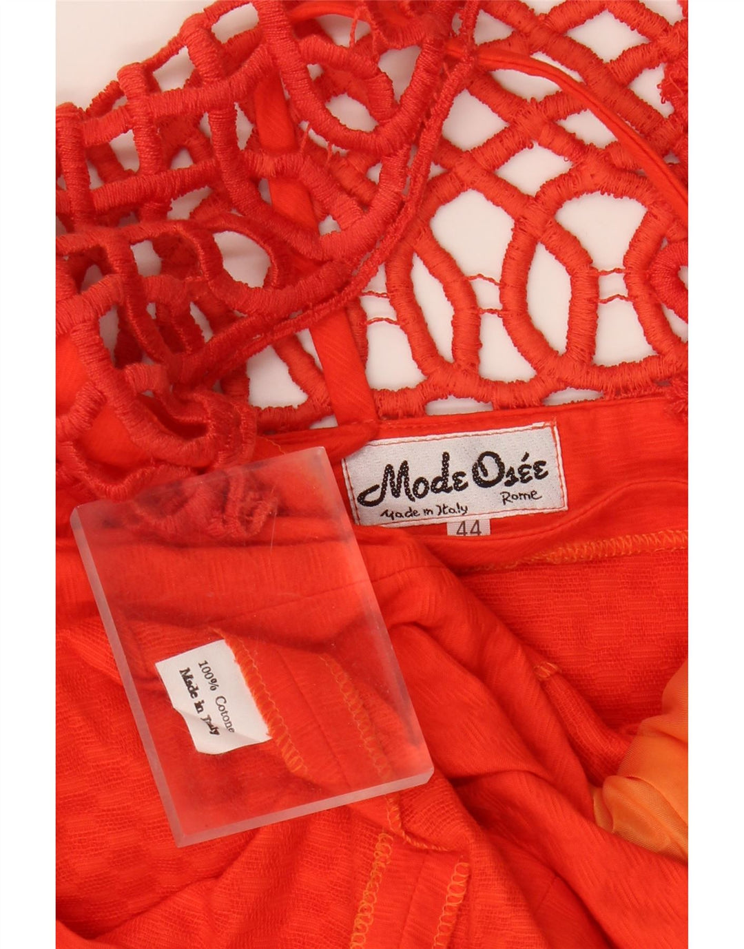 VINTAGE Womens Sleeveless A-Line Dress IT 44 Medium Orange Cotton