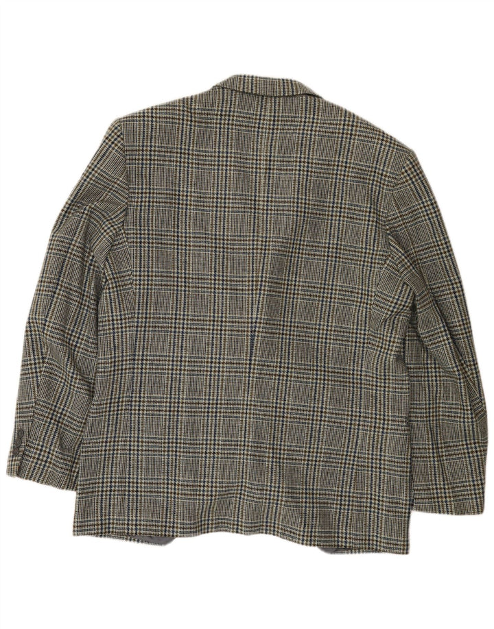 Vintage Herre 2-knaps blazerjakke IT 54 2XL Grøn Houndstooth Uld