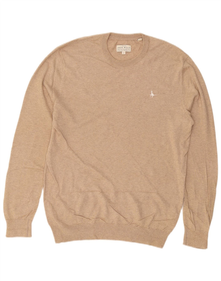 JACK WILLS Herre Crew Neck trøje sweater Medium Beige Flecked Bomuld
