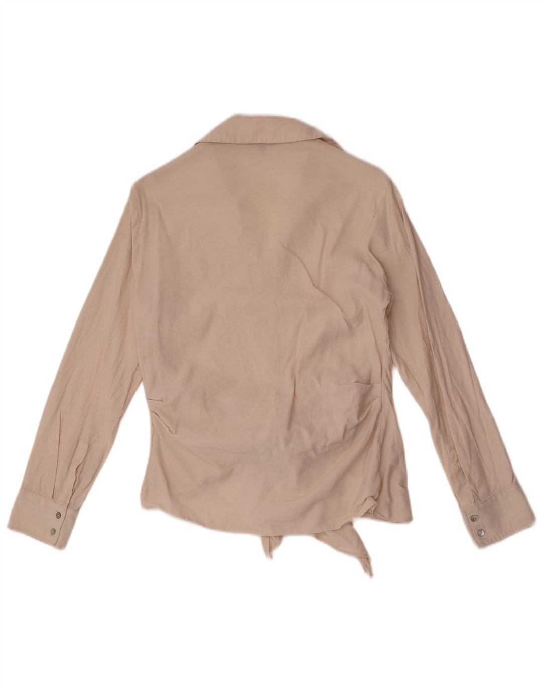 Massimo Dutti Dame Front Tie Shirt Bluse UK 10 Small Beige Viscose