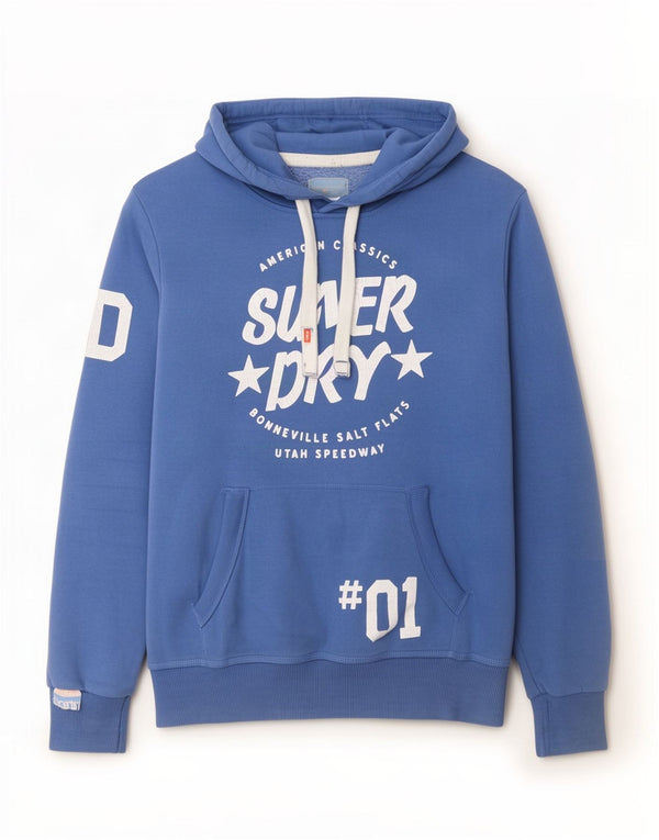 Superdry Grafisk hættetrøje til mænd mellemblå bomuld