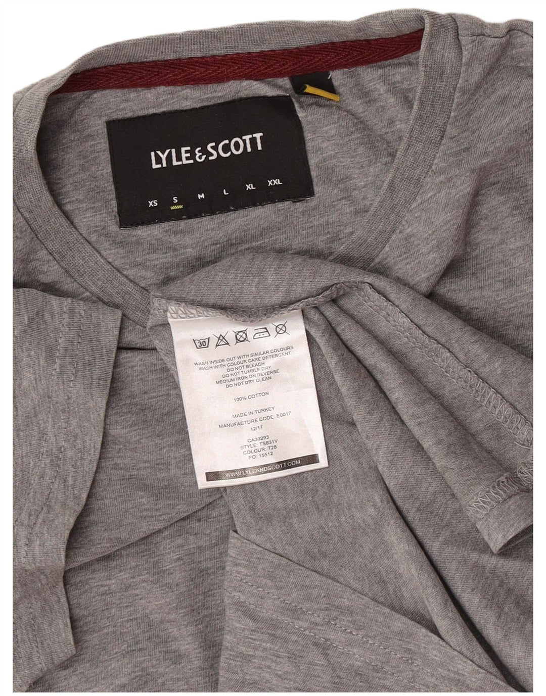Lyle & Scott Herre T-Shirt Top Lille Grå Colourblock Bomuld