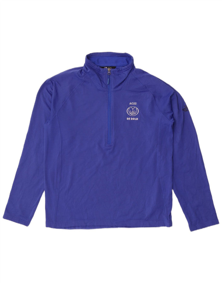 The North Face Herre Zip Neck Pullover Træningsdragt Top Stor Blå Nålestribe