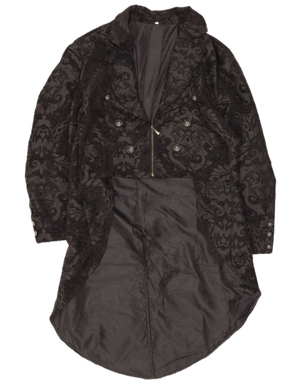 Vintage Dame Tailcoat Blazer Jacket UK 20 2XL Sort Paisley