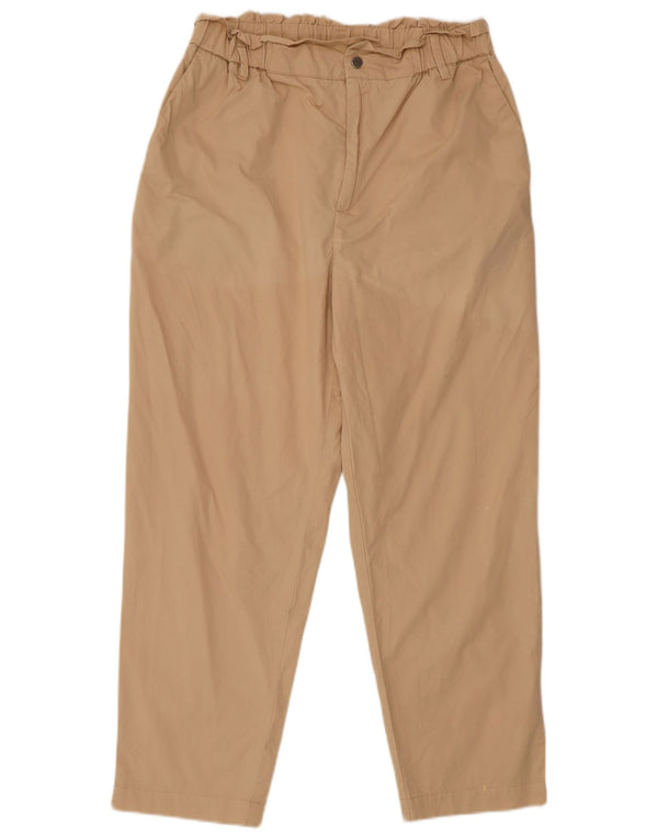 Zara kvinders tilspidsede højtaljede fritidsbukser store W30 L26 beige bomuld
