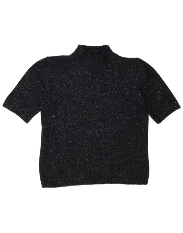 Marks & Spencer Dame Turtle Neck Sweater UK 10 Small Black Flecked