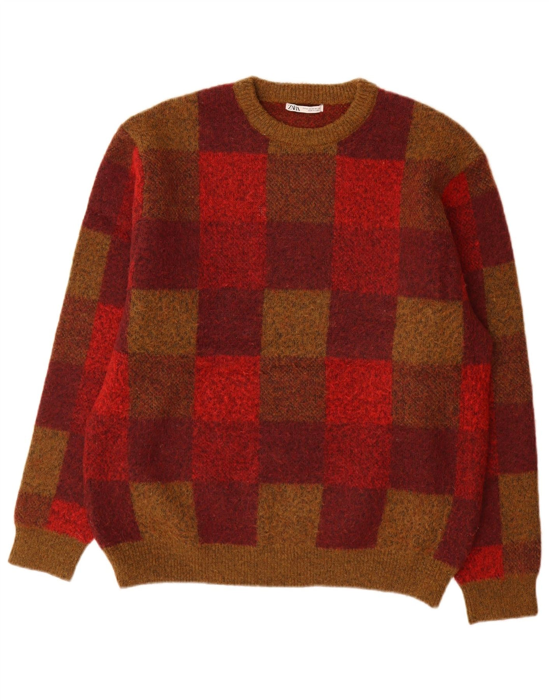 Zara Herre Crew Neck Jumper Sweater Medium Flerfarvet Geometrisk Polyester