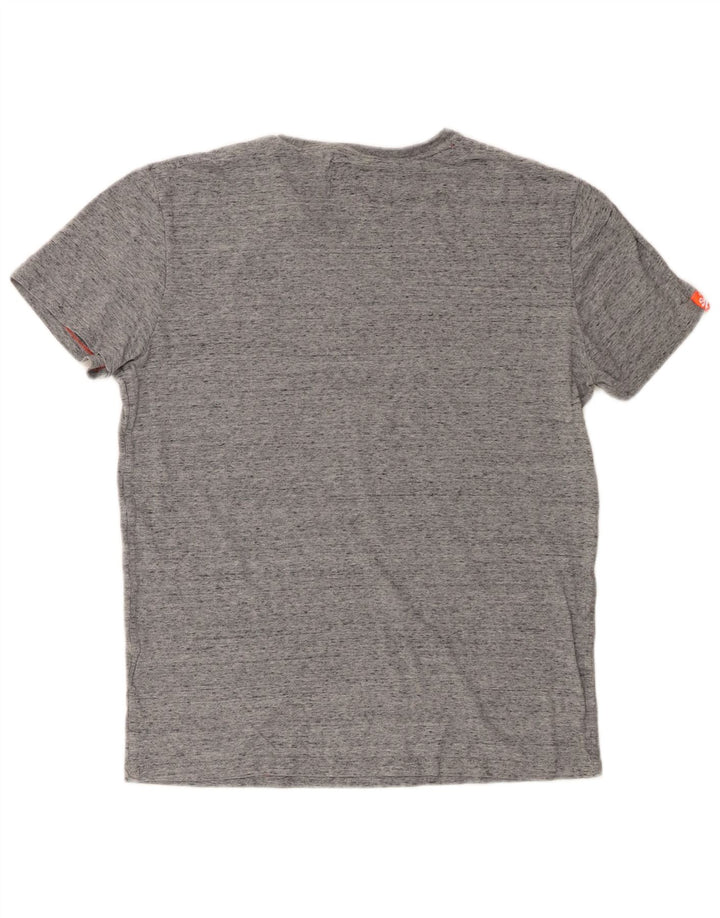 Superdry T-shirt top til mænd, stor grå flækket bomuld