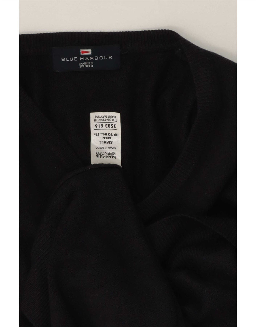 Marks & Spencer Herre Blue Harbor V-hals sweater lille marineblå akryl