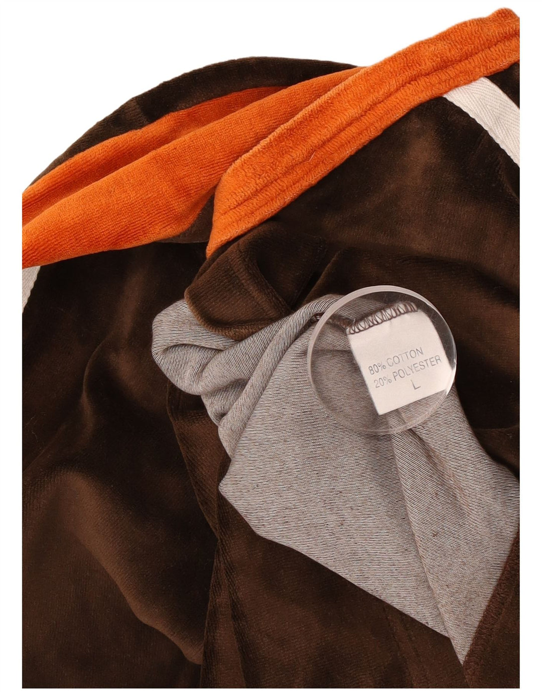 Vintage Herre Top Langærmet Stor Brun Colourblock Bomuld