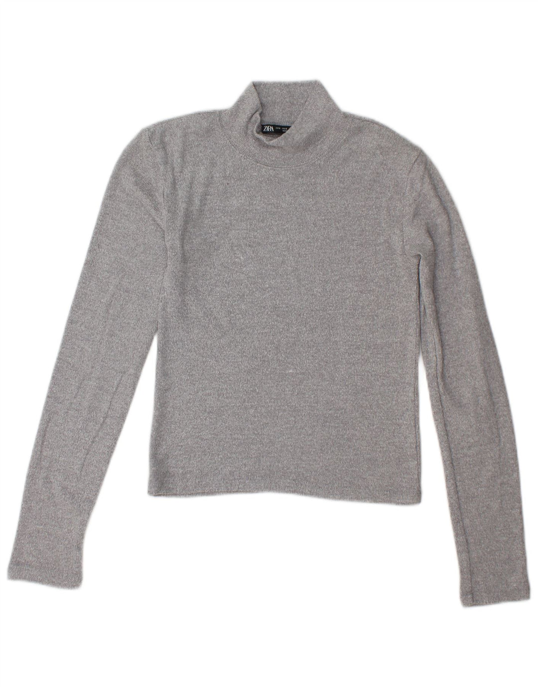 Zara Womens Crop Turtle Neck Jumper Sweater UK 10 Small Grey