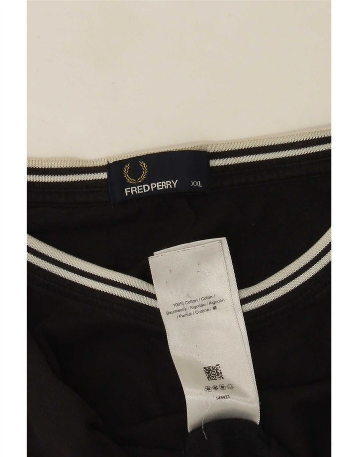Fred Perry Herre T-Shirt Top 2XL Sort Bomuld