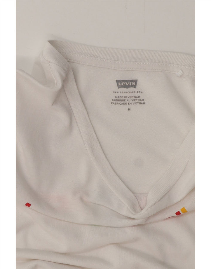 LEVI'S Grafisk T-shirt top til kvinder UK 14 Medium White
