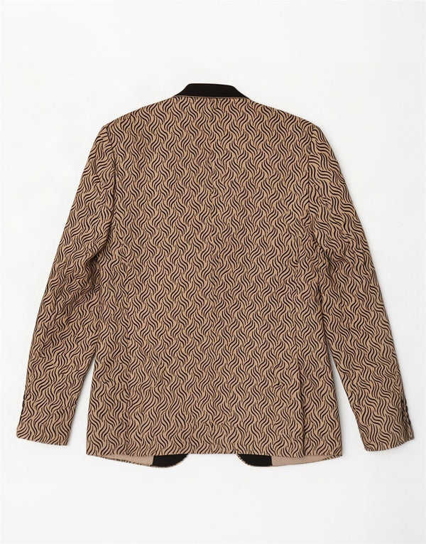 Daniel Gallotti Dame 1 Knap Blazer Jakke IT 50 XL Beige Geometrisk