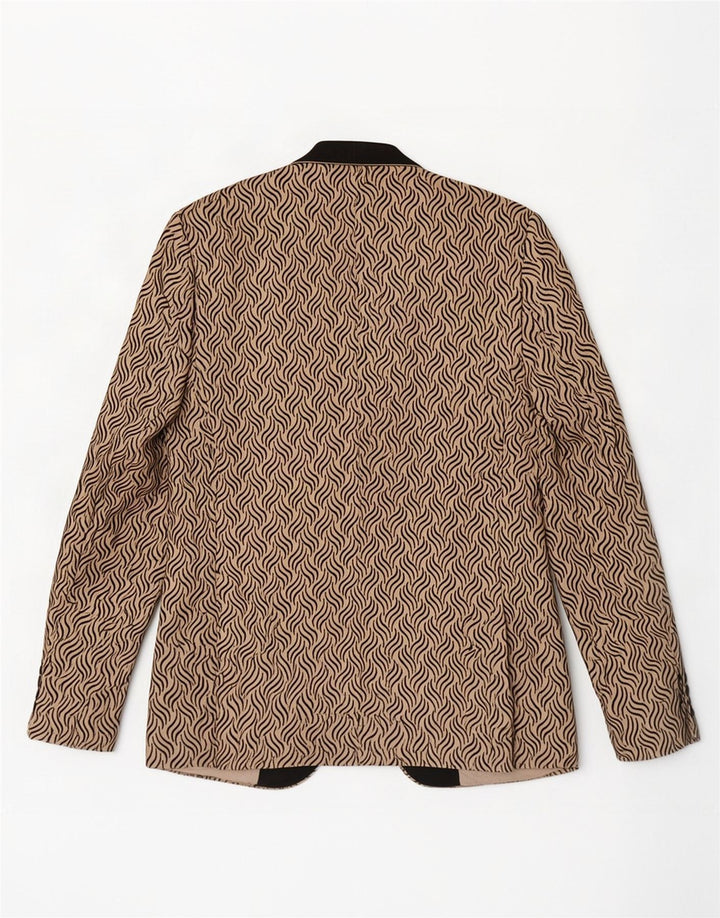 Daniel Gallotti Dame 1 Knap Blazer Jakke IT 50 XL Beige Geometrisk