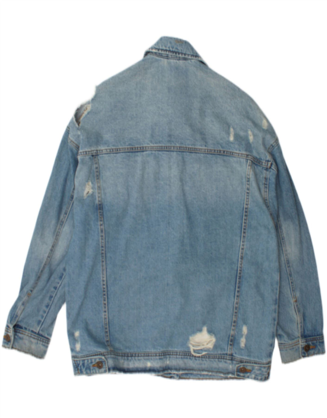Zara Dame Distressed Denim Jacket UK 14 Medium Blue