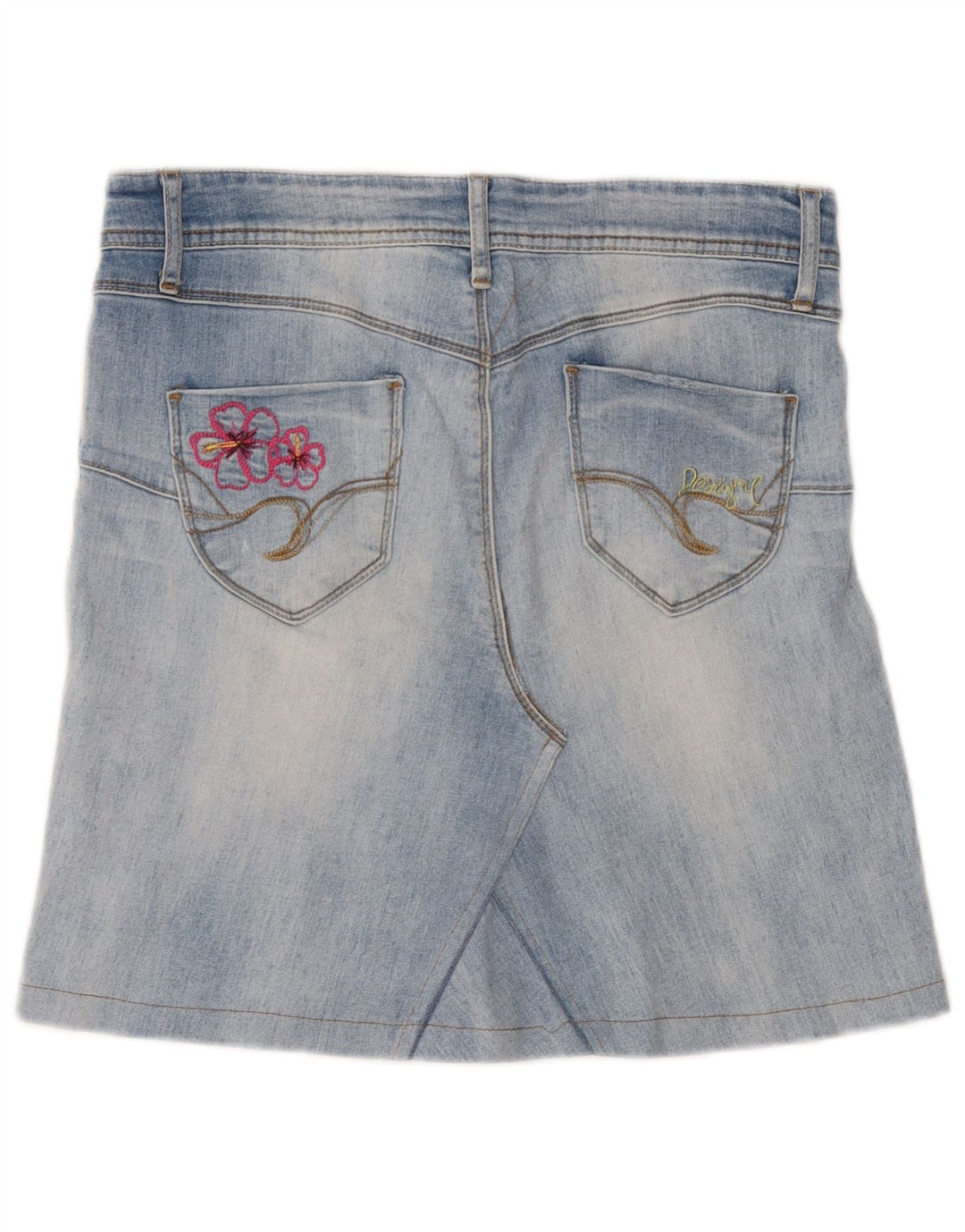 Desigual Dame Grafisk Mini Denim Nederdel W30 Medium Blue Floral