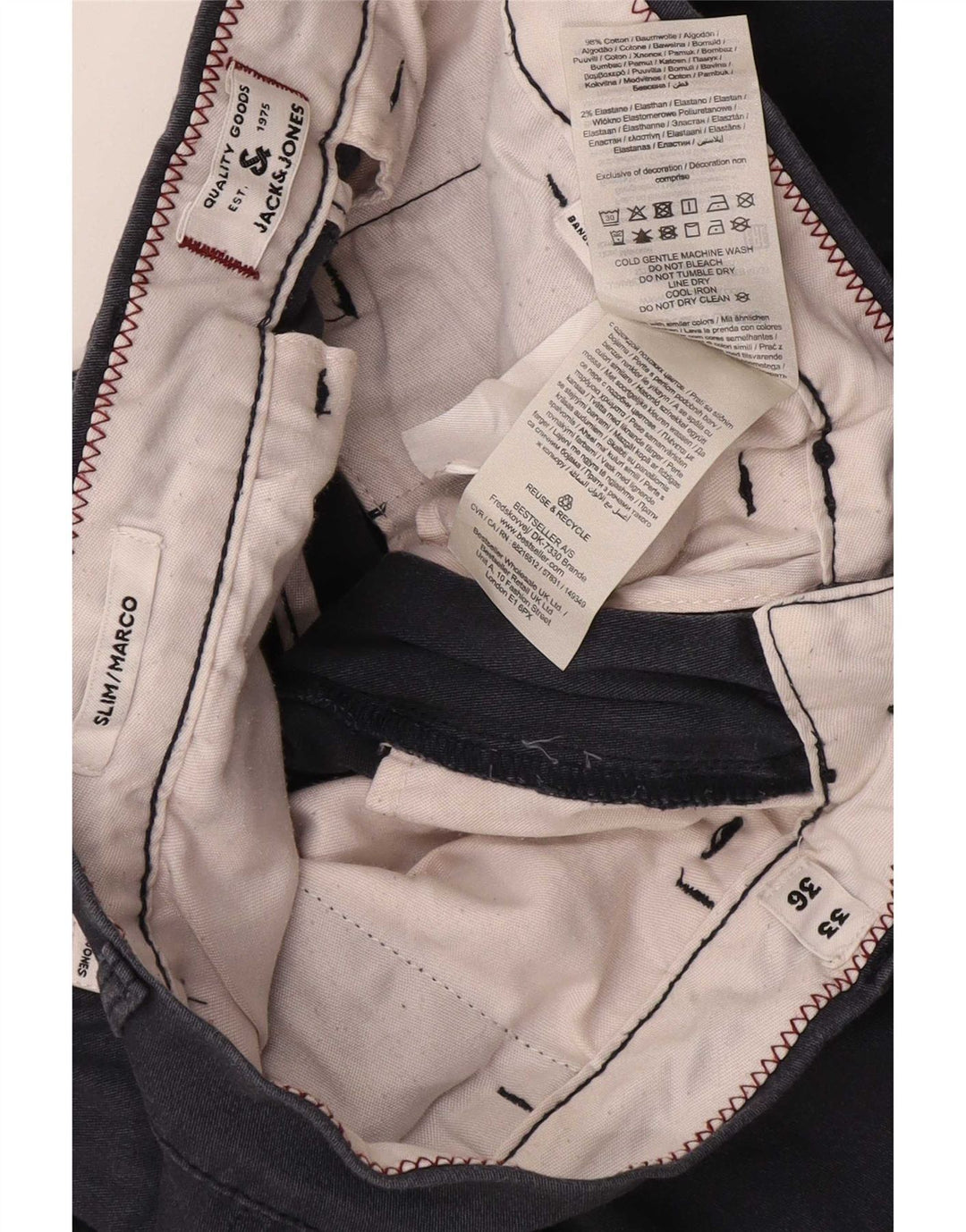 Jack & Jones Herre Marco Slim Chino Bukser W33 L36 Marineblå Polyester