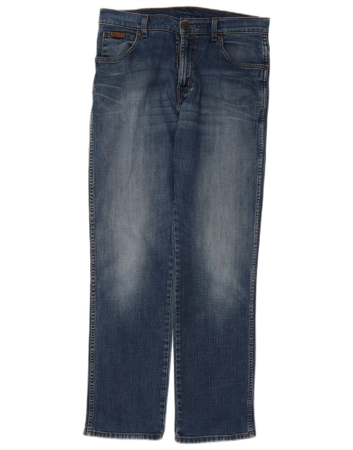 WRANGLER Herre Texas Stretch Straight Jeans W33 L30 Blå Bomuld