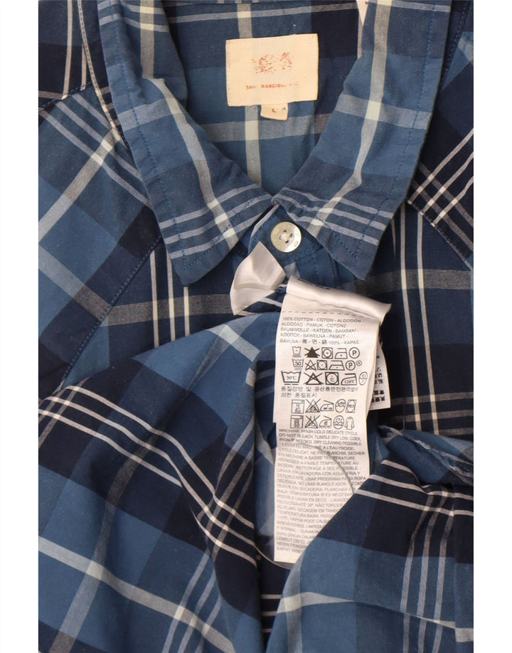 Levi's kortærmet herreskjorte stor blå ternet bomuld