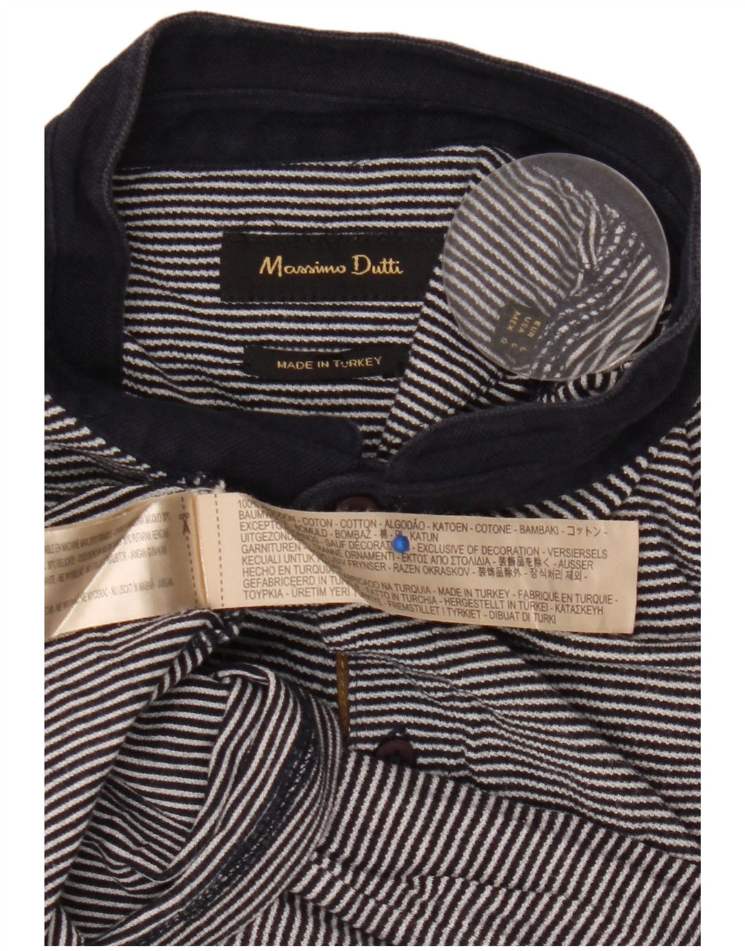 Massimo Dutti herre poloshirt Stor marineblå nålestribet bomuld