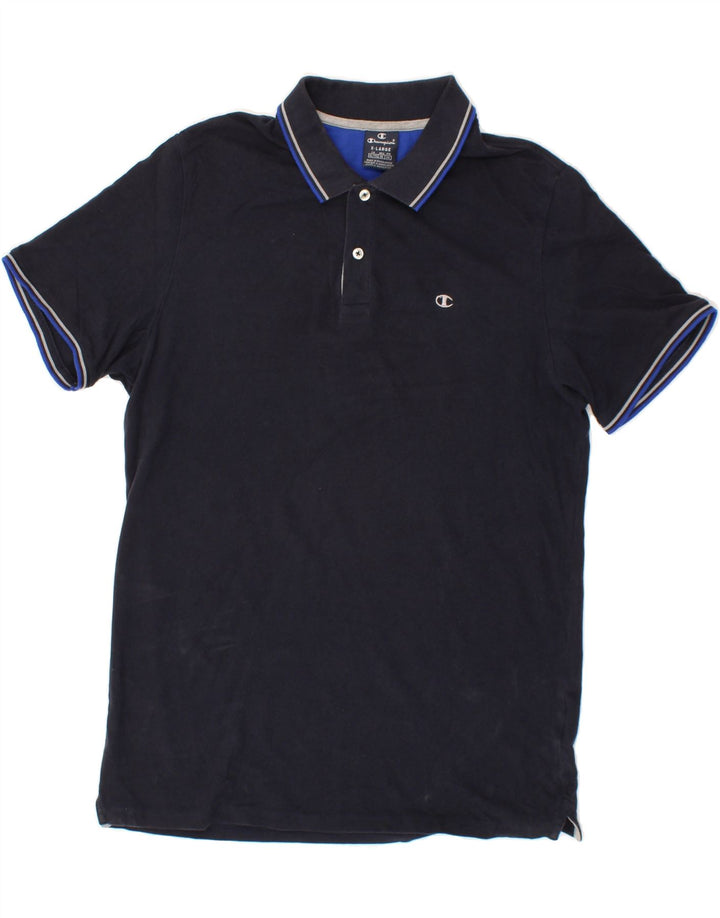 CHAMPION Mens Polo Shirt XL Navy Blue Cotton Vintage Champion and Second-Hand Champion from Messina Hembry 