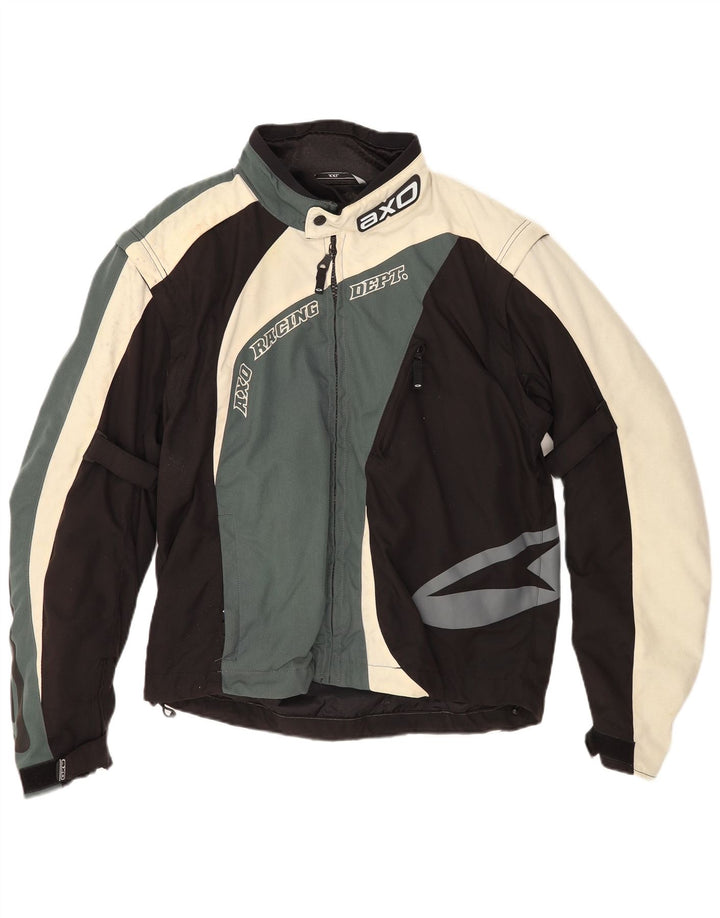 AXO Herre Graphic Racer Jacket UK 44 2XL Sort Colourblock Polyester