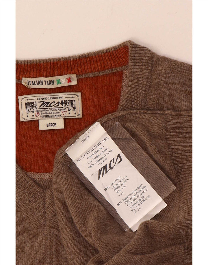 Marlboro Classics Herre V-hals sweater Stor brun uld