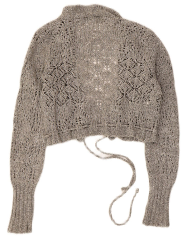 Benetton Womens Bolero Cardigan Sweater UK 10 Small Grey Flecked Acryl