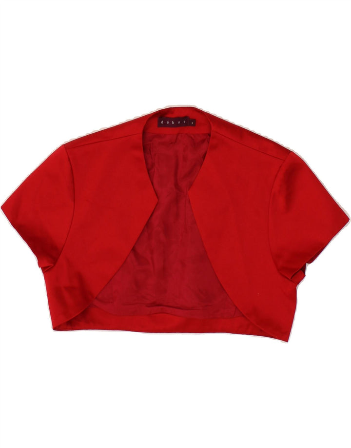 DEBUT Womens Bolero Jacket UK 8 Small  Red Polyester Vintage Debut and Second-Hand Debut from Messina Hembry 