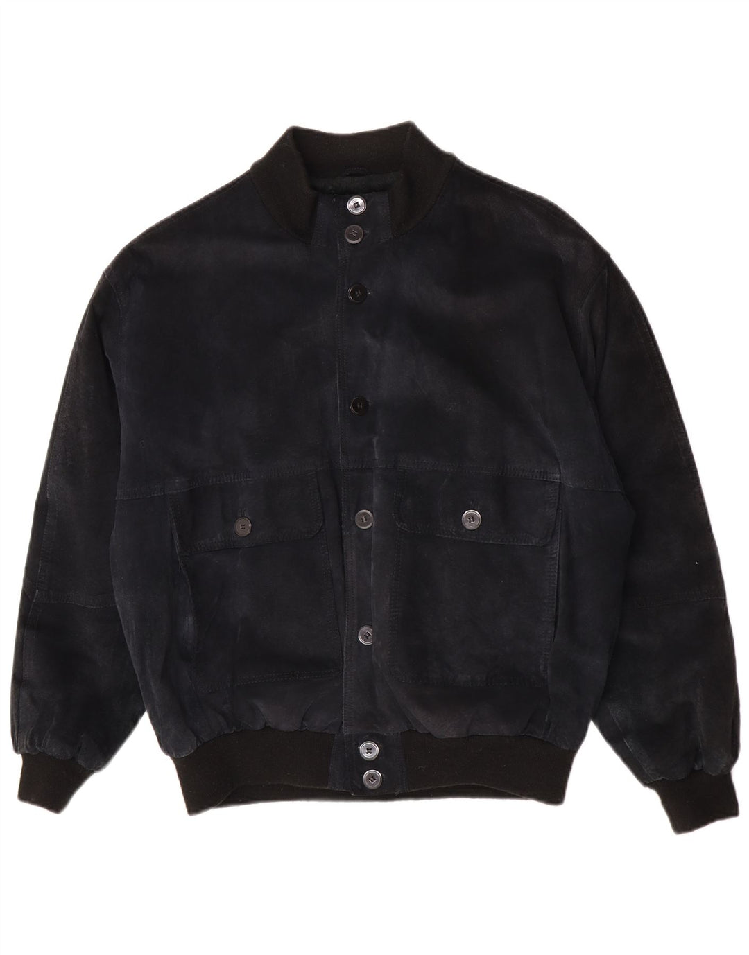 John Monroe Herre Loose Fit Suede Bomber Jacket UK 36 Small Navy Blue