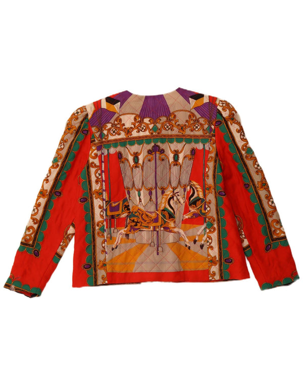 VINTAGE Womens Graphic 5 Button Blazer Jacket IT 42 Medium Orange Paisley