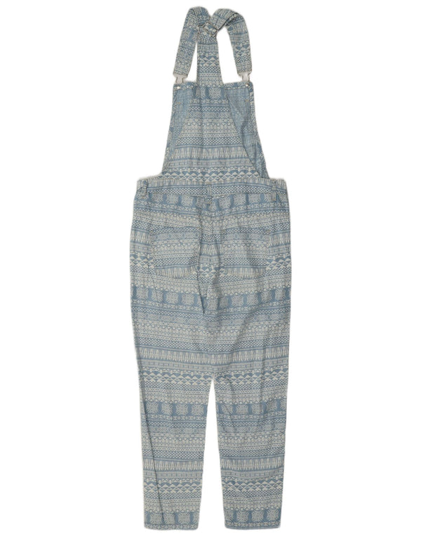 Benetton Dame Slim Dungarees Bukser XS W25 L25 Blue Fair Isle Lyocell