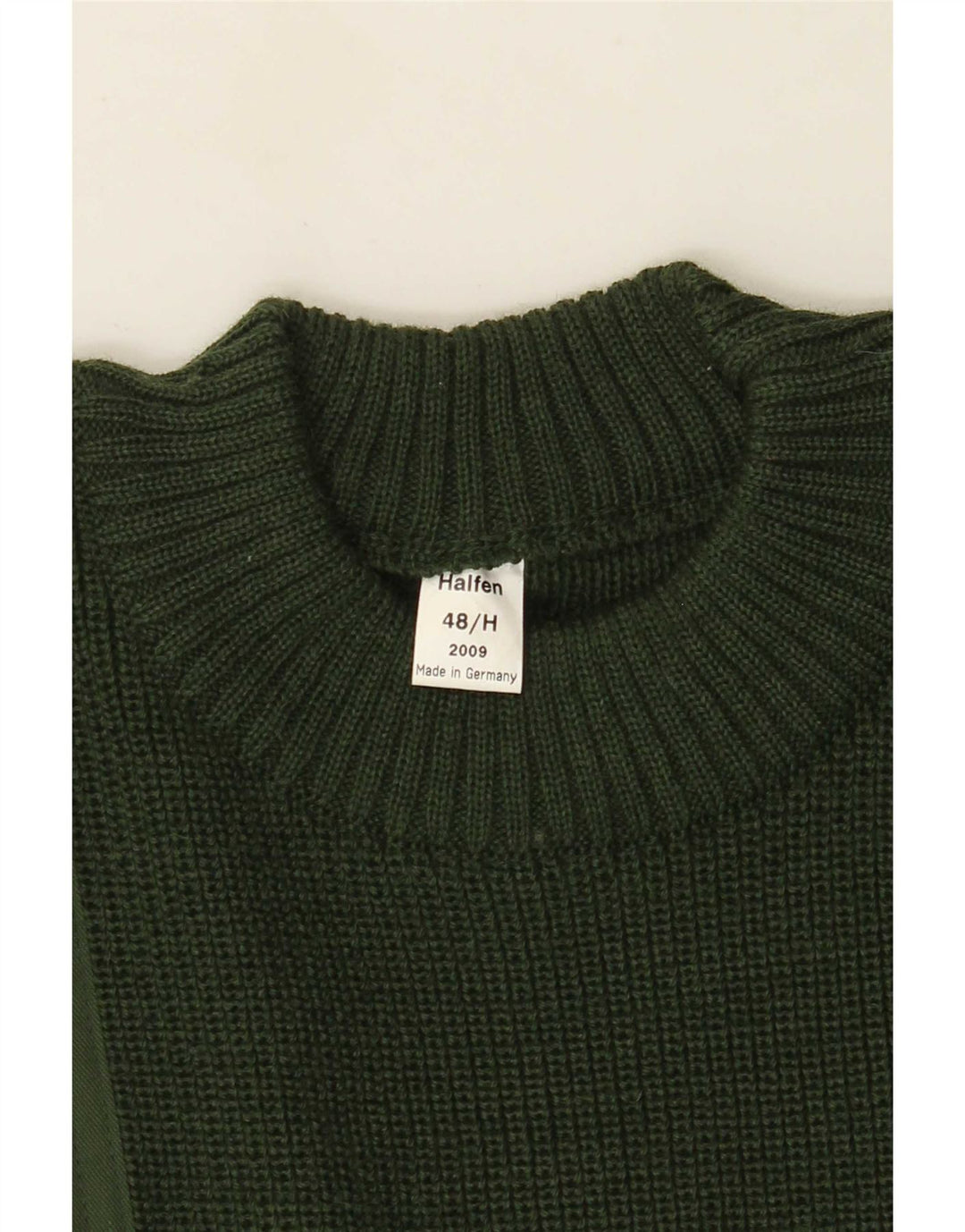 Halfen Herre Crew Neck Jumper Sweater IT 48 Medium Green Colourblock Uld