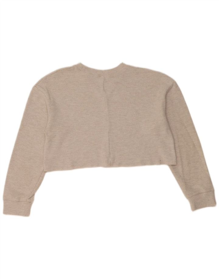 Zara Womens Crop Oversized Sweatshirt Jumper UK 10 Small Grå