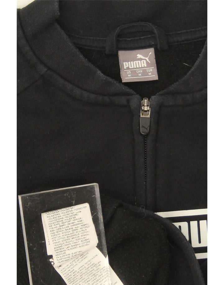PUMA Womens Graphic Sweatshirt Jumper UK 14 Medium Black Cotton Vintage Puma and Second-Hand Puma from Messina Hembry 