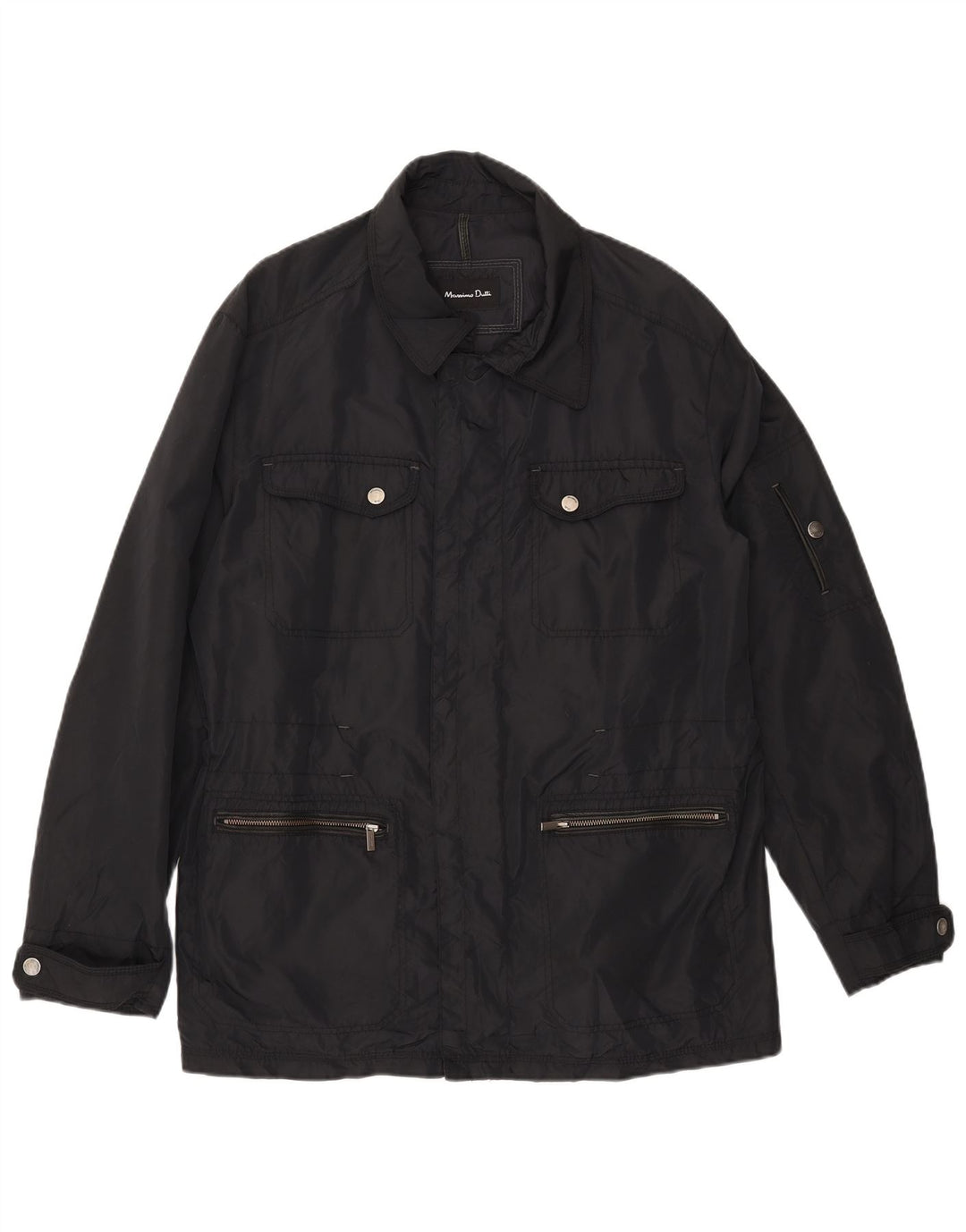 MASSIMO DUTTI Herre Utility Jacket UK 42 XL Sort Nylon