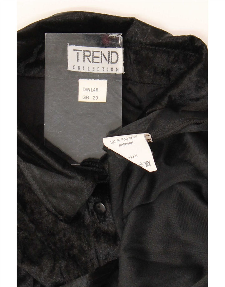 Trend Dame Skjorte Bluse UK 20 2XL Sort Polyester