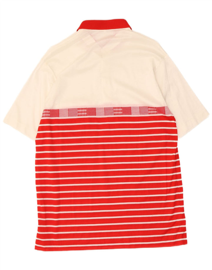 Vintage kortærmet herretrøje Stor hvid Colourblock Bomuld
