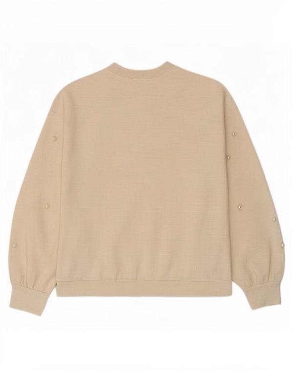 Zara Dame Top Langærmet UK 12 Medium Off White Polyester