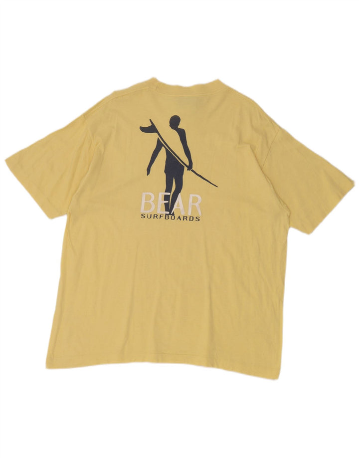 BEAR Mens Graphic T-Shirt Top Large Yellow Cotton