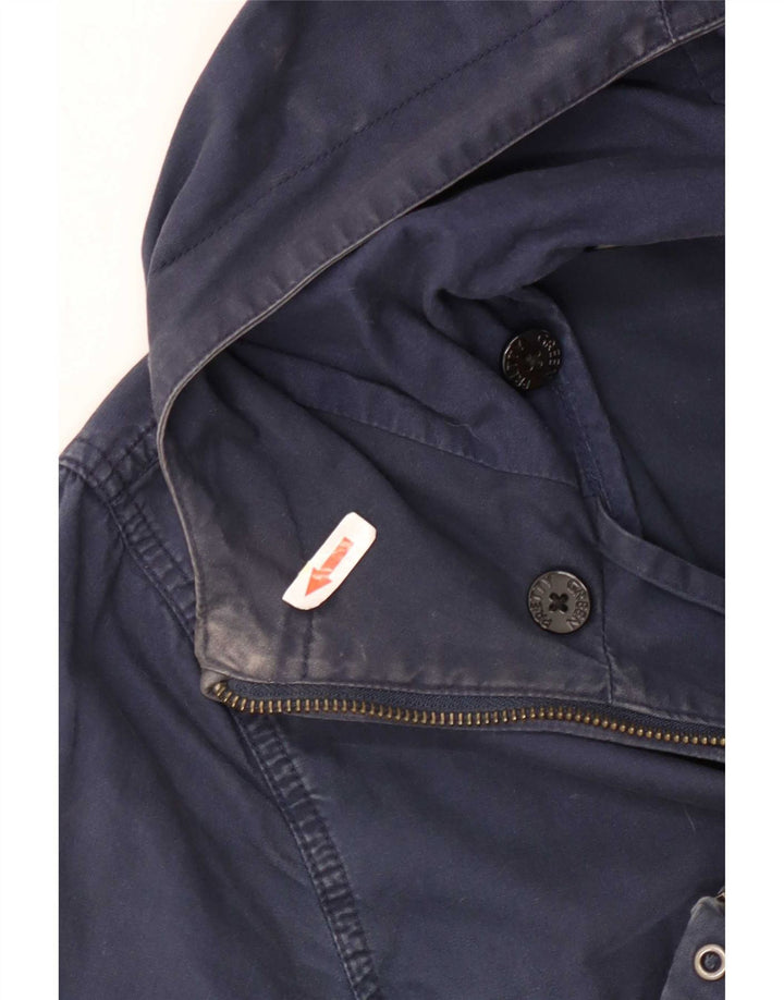 Pretty Green Herre Hooded Bomber Jacket UK 38 Medium Navy Blue Bomuld
